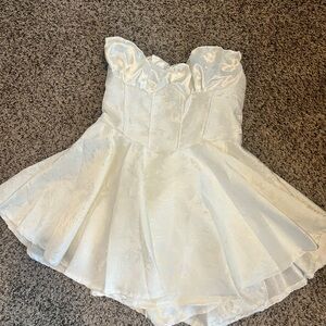 Strapless Ruffle Corset Top Mini Dress with Built In Shorts